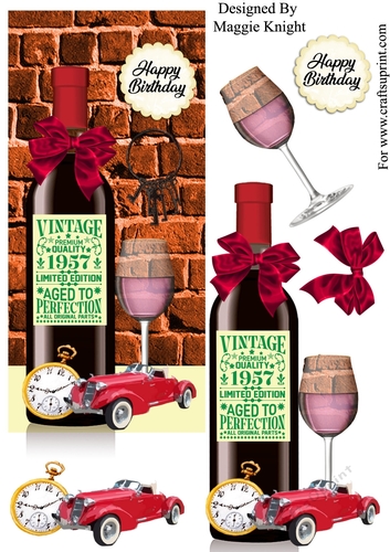 Male Red Wine Birthday Card 1957