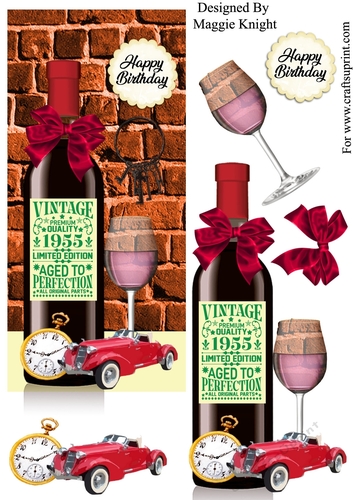 Male Red Wine Birthday Card 1955