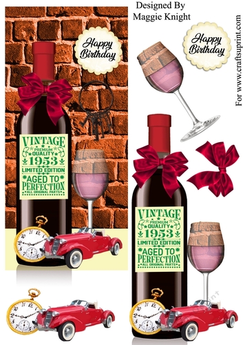 Male Red Wine Birthday Card 1953