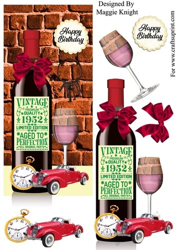 Male Red Wine Birthday Card 1952