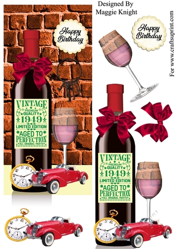 Male Red Wine Birthday Card 1949