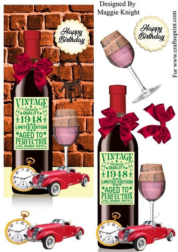 Male Red Wine Birthday Card 1948