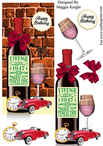 Male Red Wine Birthday Card 1947