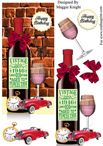 Male Red Wine Birthday Card 1946