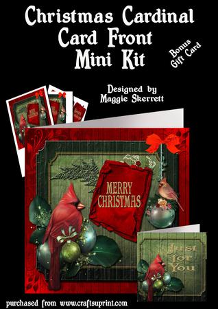 Christmas Cardinal Card Front Plus Gift Card