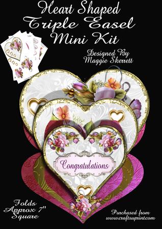 Triple Easel Heart Shaped Card