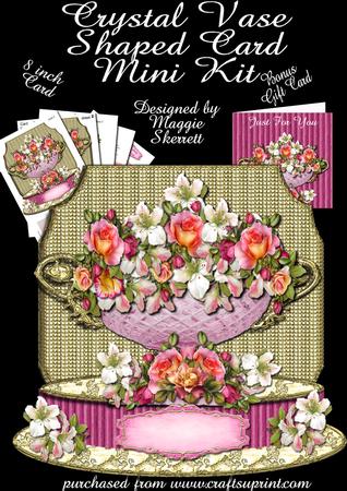 Crystal Vase and Flowers Shaped Card and Gift Card