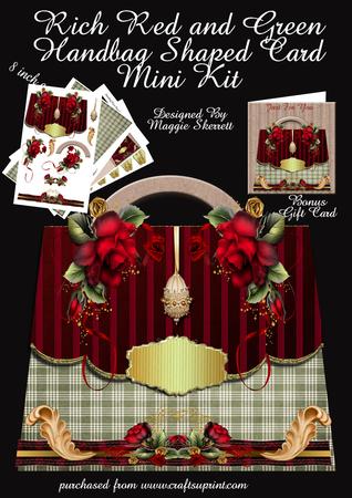 Rich Red and Green Handbag Shaped Card Plus Gift Card