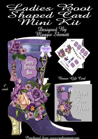 Purple Ladies Boot Shaped Card Mini Kit Plus Gift Card