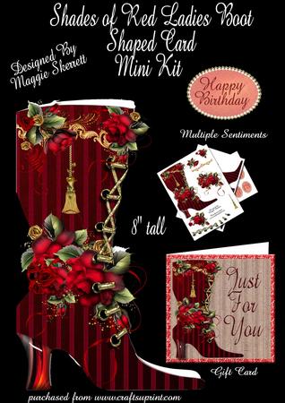 Shades of Red Vintage Ladies Boot Plus Gift Card