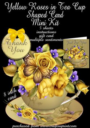 Yellow Roses and Tea Cup Shaped Card