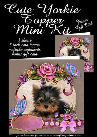 Cute Little Yorkshire Terrier Pup Card Front Plus Gift Card