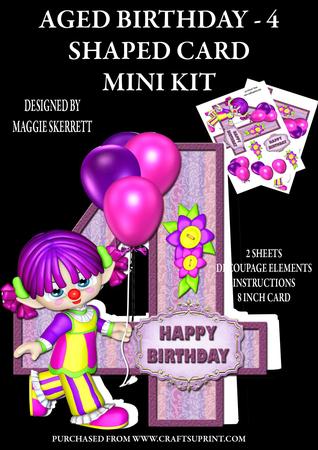 Age Birthday - Age 4 - Shaped Card