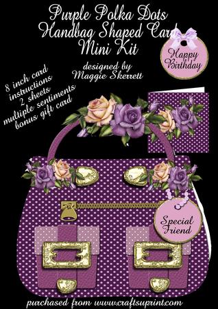 Purple Polka Dots Handbag Plus Bonus Gift Card