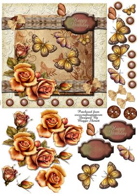 Autumn Tones and Roses Quick Card Topper