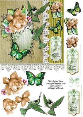 Birds and Butterflies 3 Quick Card Topper
