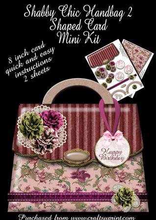 Shabby Chic Handbag Shaped Card 2 Mini Kit
