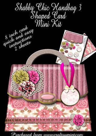 Shabby Chic Handbag Shaped Card 3 Mini Kit