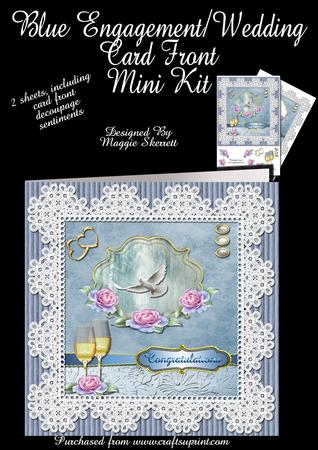 Blue Lace Engagement Card Front Mini Kit