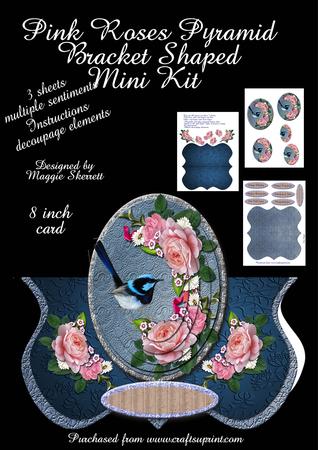 Pink Roses Bracket Shaped Pyramid Card Mini Kit