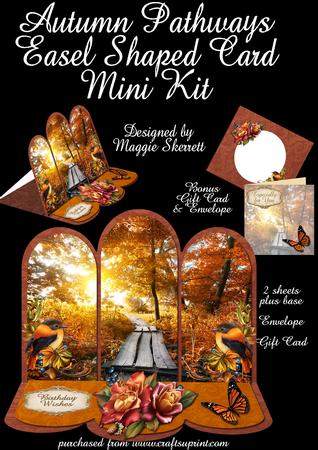 Autumn Pathways Shaped Easel Card Plus Envelope and Gift Car