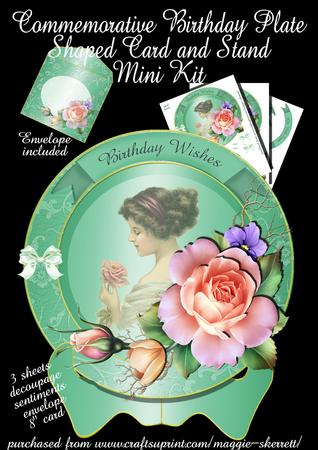 Commemorative Birthday Plate 1 Shaped Card Mini Kit and Envi