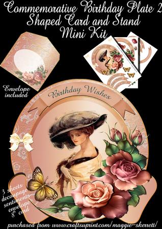 Commemorative Birthday Plate 2 Shaped Card Mini Kit and Envi