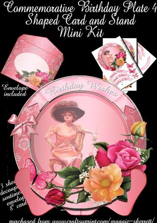 Commemorative Birthday Plate 4 Shaped Card Mini Kit and Envi