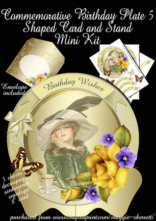 Commemorative Birthday Plate 5 Shaped Card Mini Kit and Envi