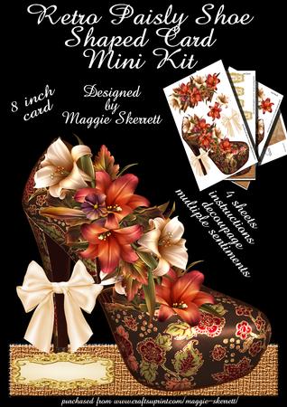 Gold Retro Paisley Shoe Shaped Card Mini Kit