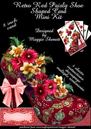 Red Paisley Shoe Shaped Card Mini Kit