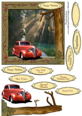 Hot Rod and Sunbeams 3D Quick Card