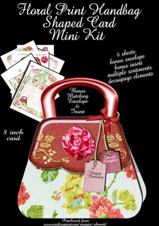 Floral Handbagshaped Card, Bonus Insert and Envelope