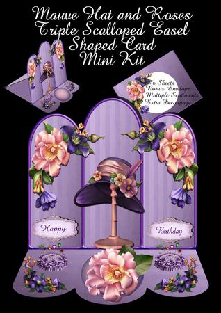 Hat and Roses Triple Scalloped Easel Card Mini Kit