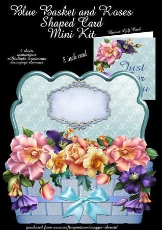 Blue Basket and Roses Shaped Card Mini Kit Plus Gift Card