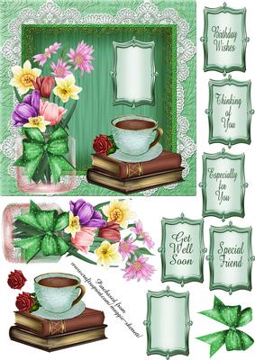 Green Floral 6 Inch Topper