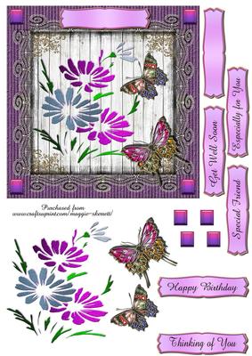 Stencil and Butterflies 6 Inch Topper