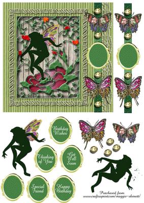 Stencil and Butterflies 6 Inch Topper 2