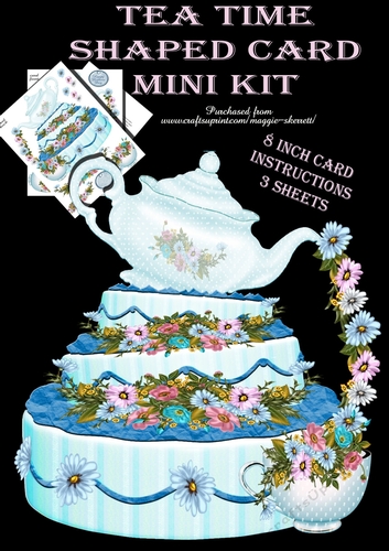 Tea Time 2 Cake and Teapot Shaped Card Mini Kit