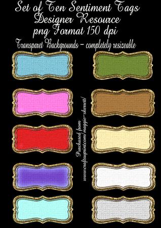 Set of 10 Textured Sentiment Tags