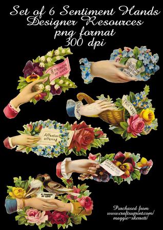 Set of 6 Victorian Sentiment Hands - Designer Rescource
