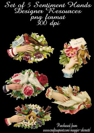 Set of 5 Vintage Sentiment Hands - Designer Resource