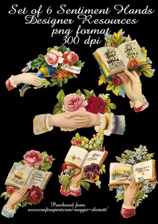 Set of 6 Victorian Sentiment Hands - Designer Rescource