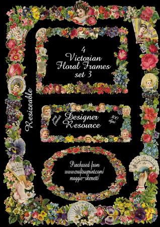 Set of 4 Victorian Style Floral Frames - Set 3