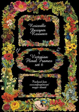 Set of 4 Victorian Style Floral Frames - Set 6