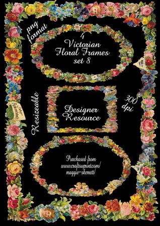 Set of 4 Victorian Style Floral Frames - Set 8