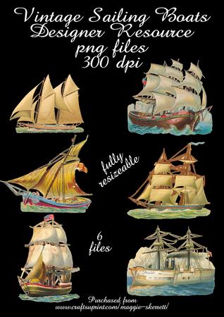 Set of 6 Vintage Sailing Boats.
