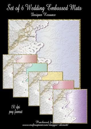 Set of 6 Wedding Themed Textured Mats