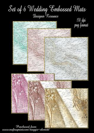 Set of 6 Wedding Themed Textured Mats #2