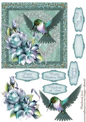 Hummingbird and Rose 3 Quick Card Front